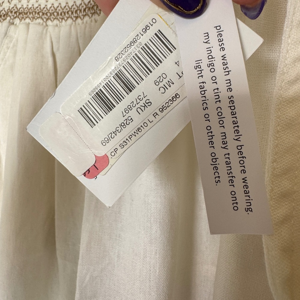 Westbound The Island Pant Large NWT Mid Rise Wide Leg Smocked Waist Linen Blend - Picture 5 of 11